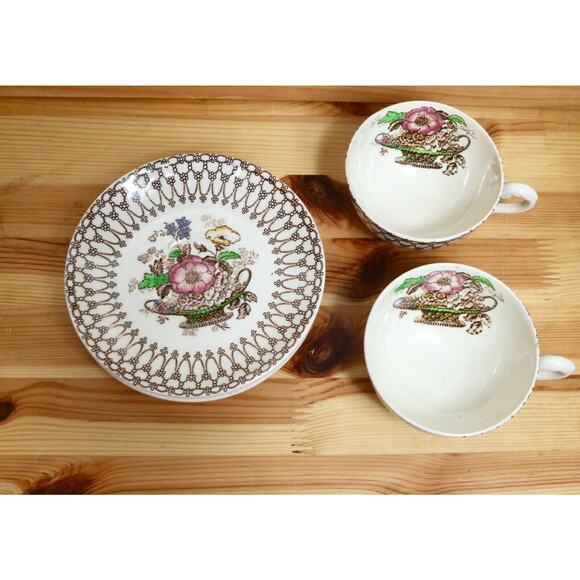Myott Son & Co England “Bonnie Dundee” Rose Cups & Saucers Set of 6 Collectible - Picture 2 of 5